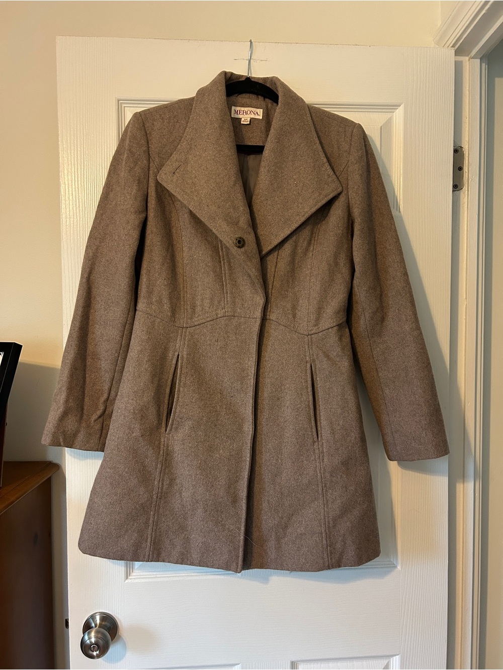 Merona Women's Taupe Wool-Blend A-Line Coat